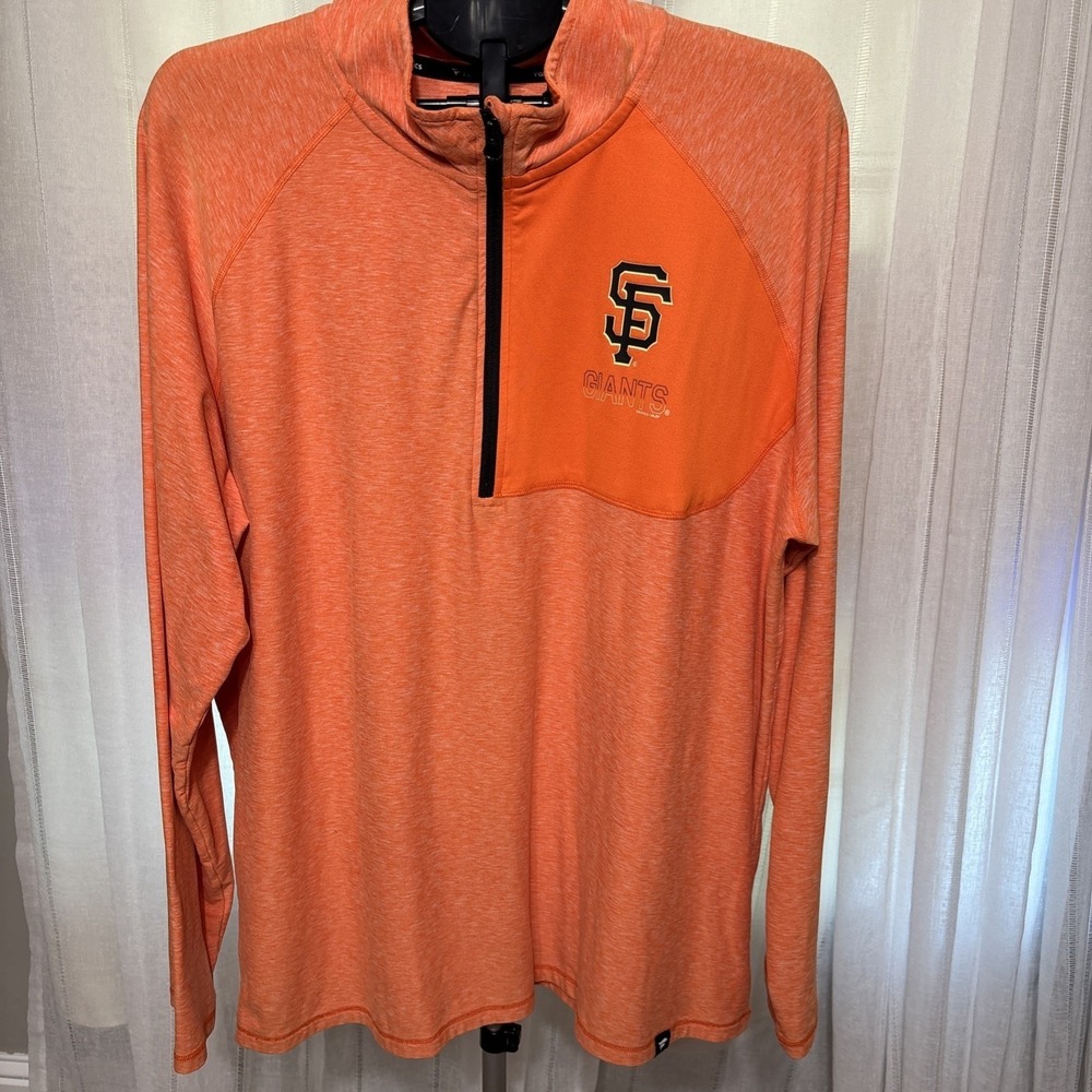 Fanatics Mens Size XXL San Francisco Giants 1/4 Zip Shirt Long Sleeve Orange